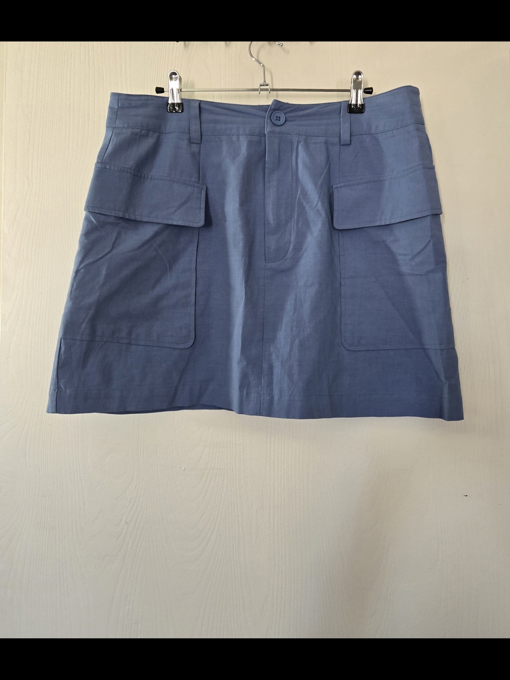 Blue Utility Pocket A-Line Mini Skirt XL